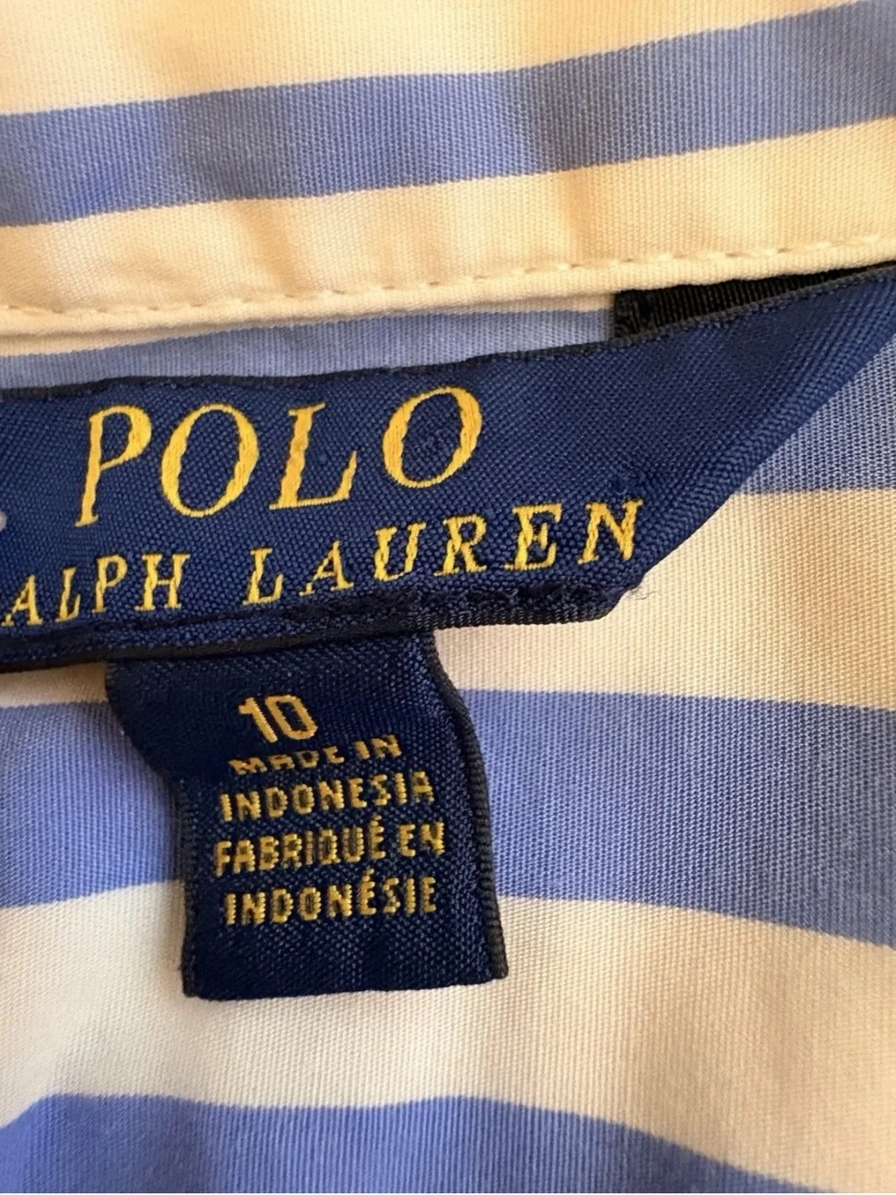 Polo Ralph Lauren- Blue/White Striped Dress w/ Pockets, Girls Size-10